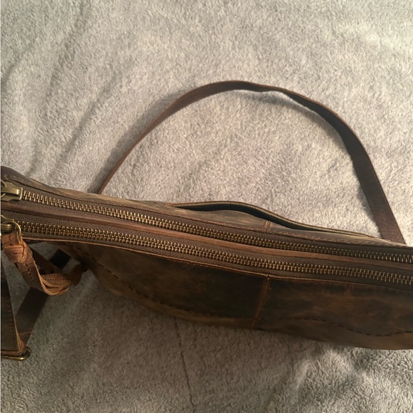 Born Brown Leather Hobo Distressed Shoulder Bag Purse Y2K - Picture 7 of 12